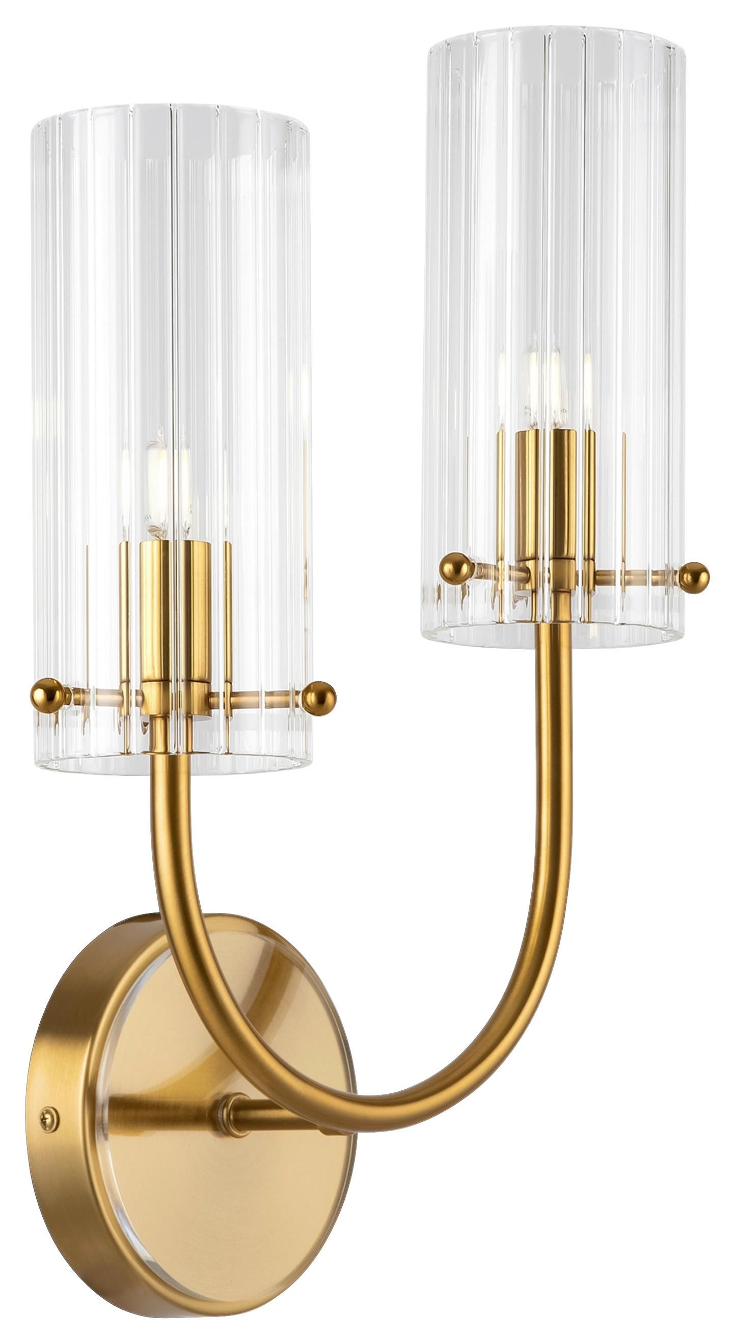 LED-Wandleuchte Arco 2-Flammig dimmbar - Messingfarben, Basics, Glas/Metall (25/38/12cm) - MAYTONI