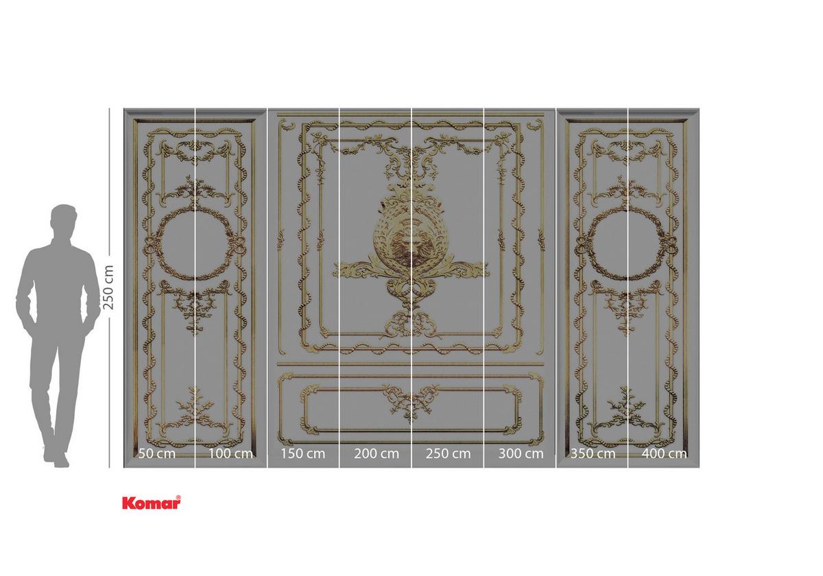 Vliestapete Roaring Royal - Goldfarben/Weiß, Basics (400/250cm) - Komar