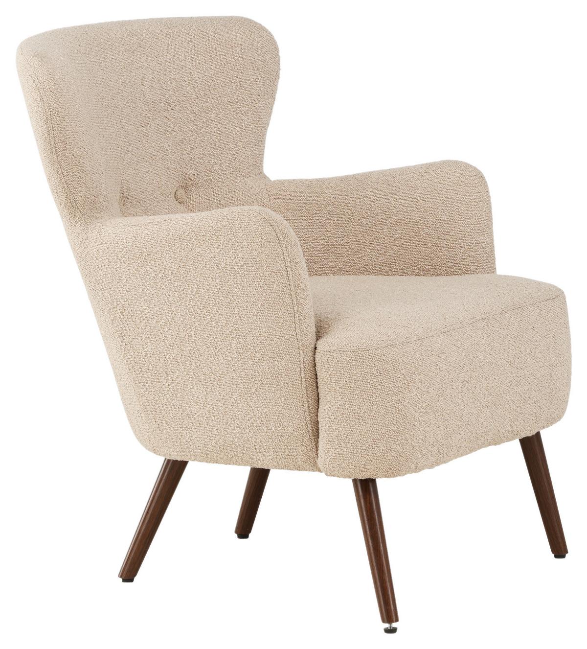 Ohrensessel Lincoln - Beige/Braun, Design, Textil/Metall (76/85/77cm) - Livetastic