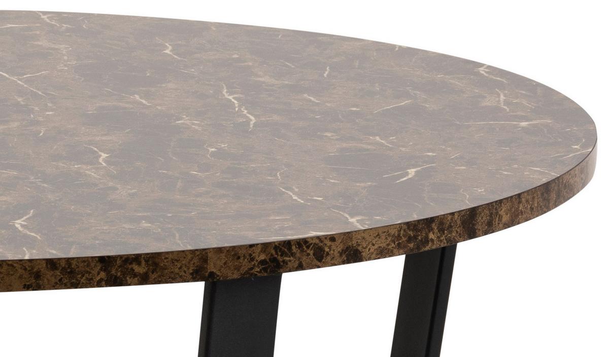 Esstisch Rund Amble Ø 110 Cm Marmor Dekor Braun - Schwarz/Braun, Basics, Holzwerkstoff/Metall (110/75cm)