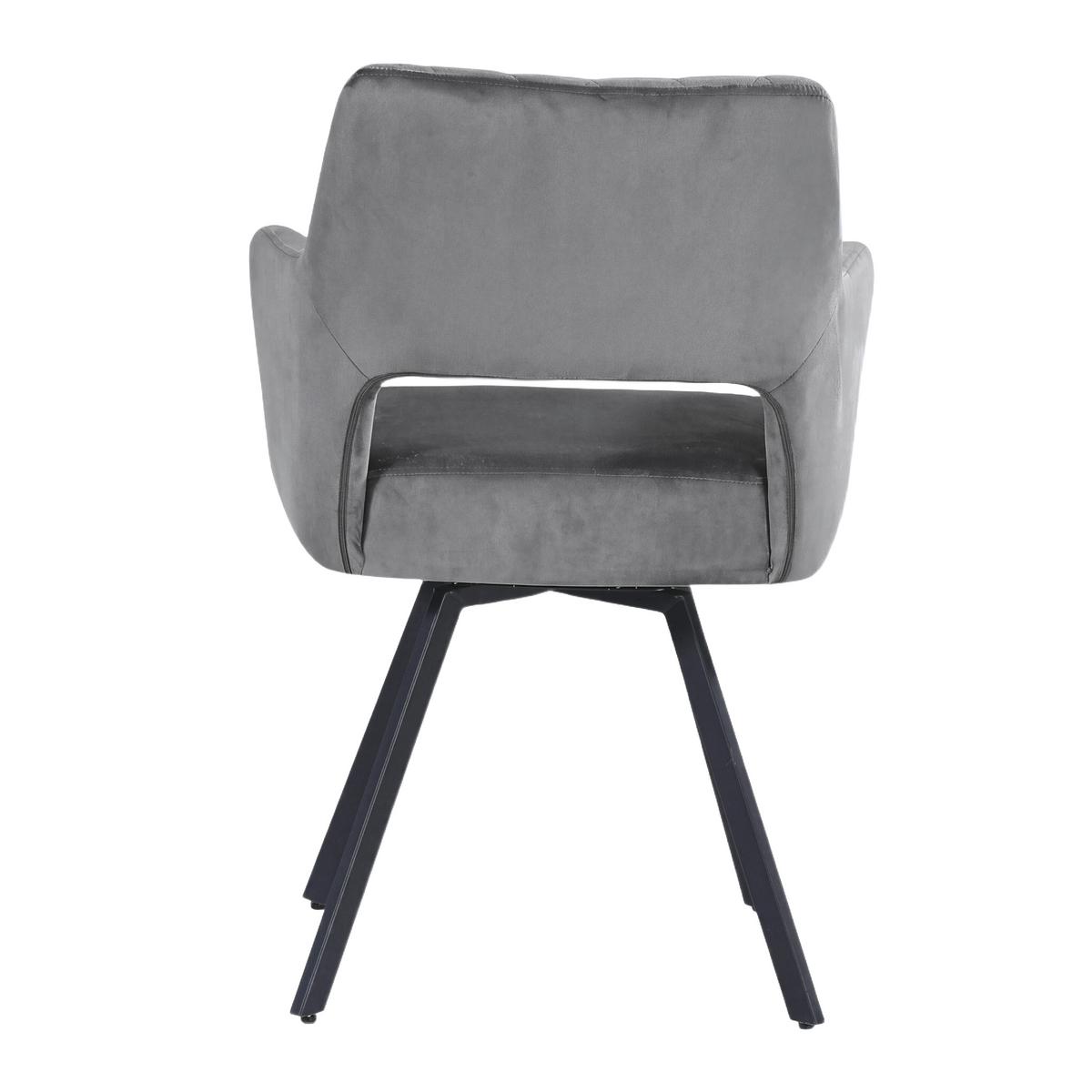 Vierfußstuhl Vicky Grau gepolstert, Samt - Schwarz/Grau, MODERN, Textil/Metall (57/86/61cm)