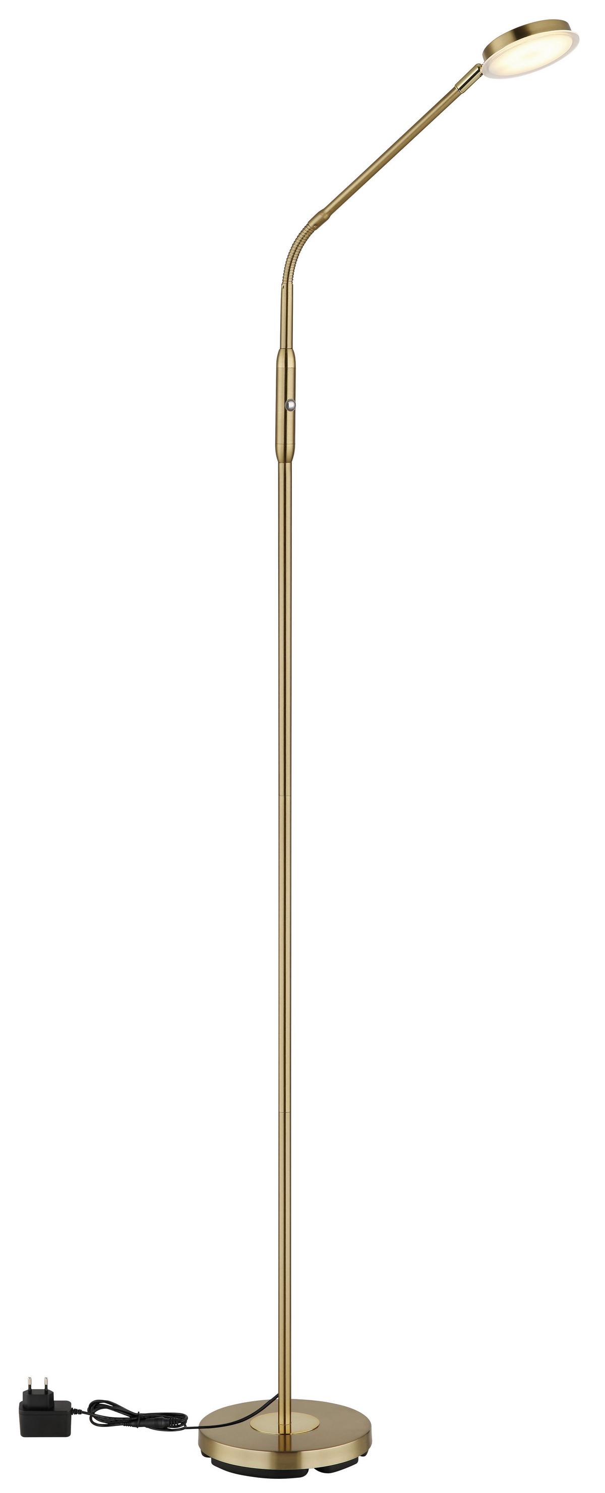 Led-stehleuchte Touchdimmer - Klar/Messingfarben, Design, Kunststoff/Metall (52/20/173cm) - Globo