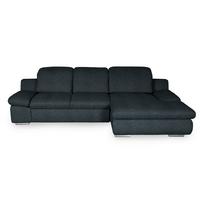 Ecksofa Isona Schwarz Chenille - Chromfarben/Schwarz, Design, Textil (286/165cm) - Livetastic