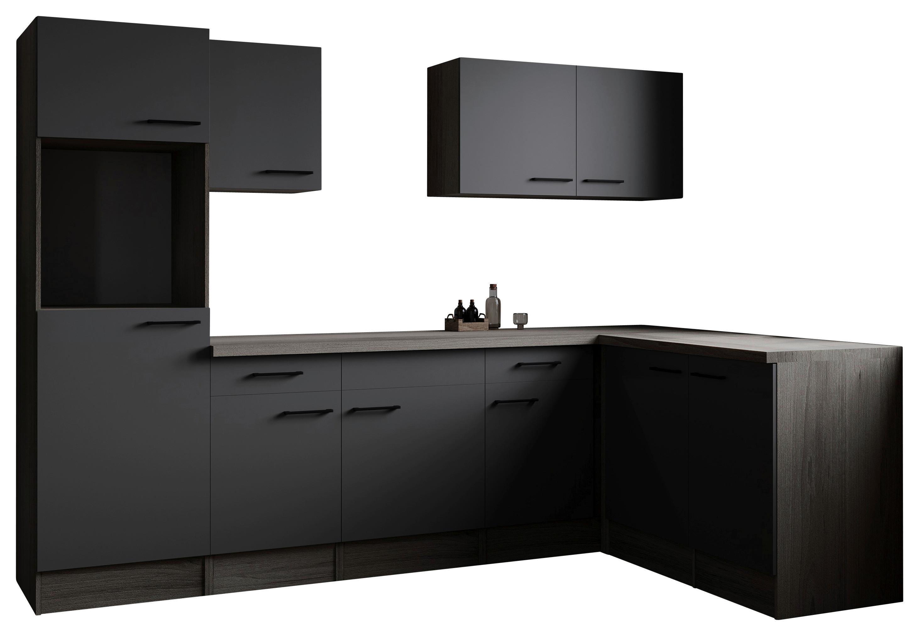 Eckküche Oliver Grau, Eiche Dekor S: 280x172cm - Eichefarben/Grau, Design, Holzwerkstoff (280/172cm) - Respekta