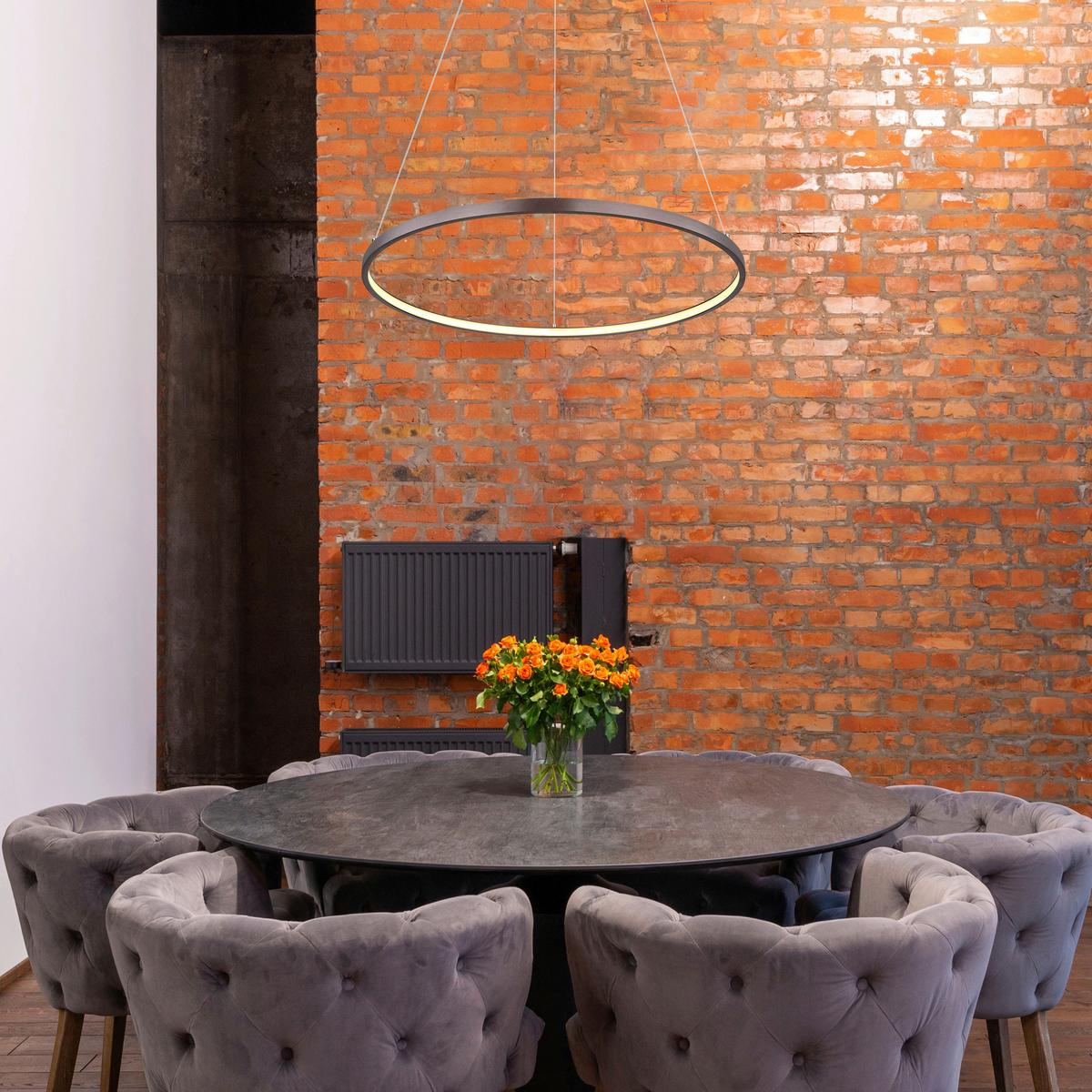 LED-Hängeleuchte 67192-29br - Opal/Braun, Design, Kunststoff/Metall (60,5/120cm) - Globo