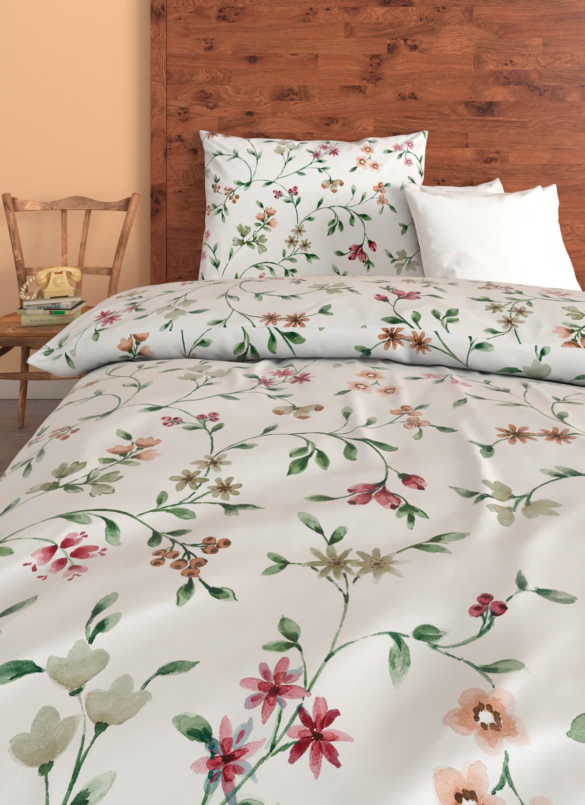 Bettwäsche Antonia - Rostfarben/Grün, ROMANTIK / LANDHAUS, Textil - James Wood