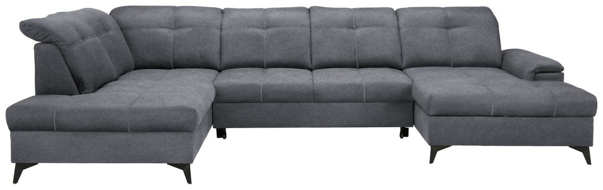 Rohová sedačka U SIERRA, levá, tmavě šedá CLOUD - tmavě šedá, Moderní, kov/textil (230/364/181cm) - Mömax