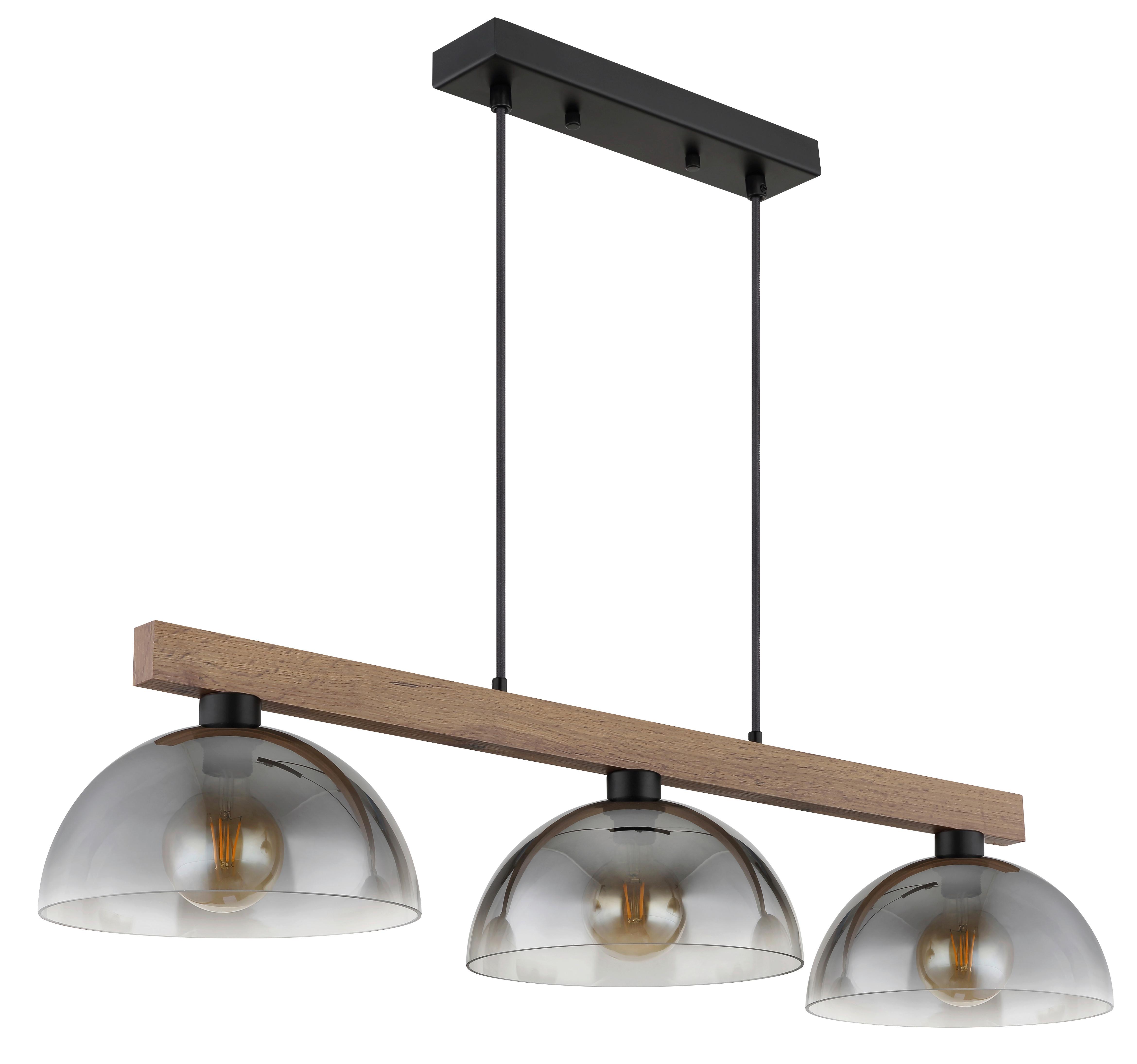 Hängeleuchte Exkl. 3xe27, 60w - Klar/Dunkelbraun, Design, Glas/Holz (114/30/120cm) - Globo