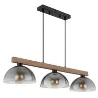 Hängeleuchte Exkl. 3xe27, 60w - Klar/Dunkelbraun, Design, Glas/Holz (114/30/120cm) - Globo