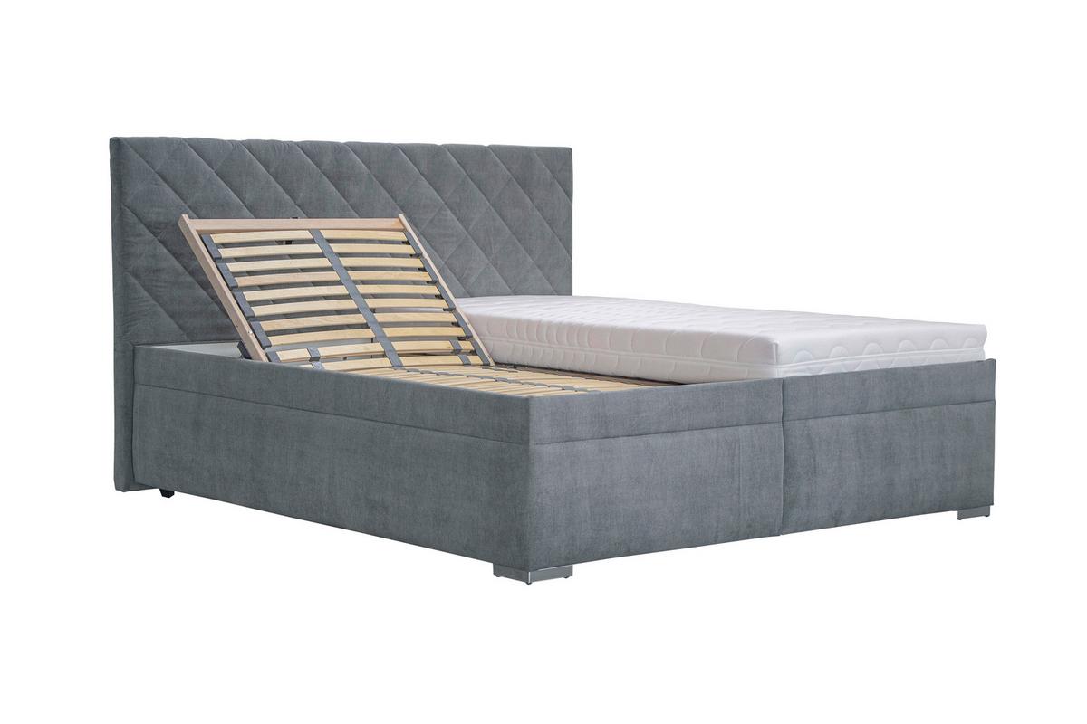 Čalúnená posteľ KLARA 180/200 cm, sivá - sivá/svetlosivá, Modern, drevo/textil (180/200cm)