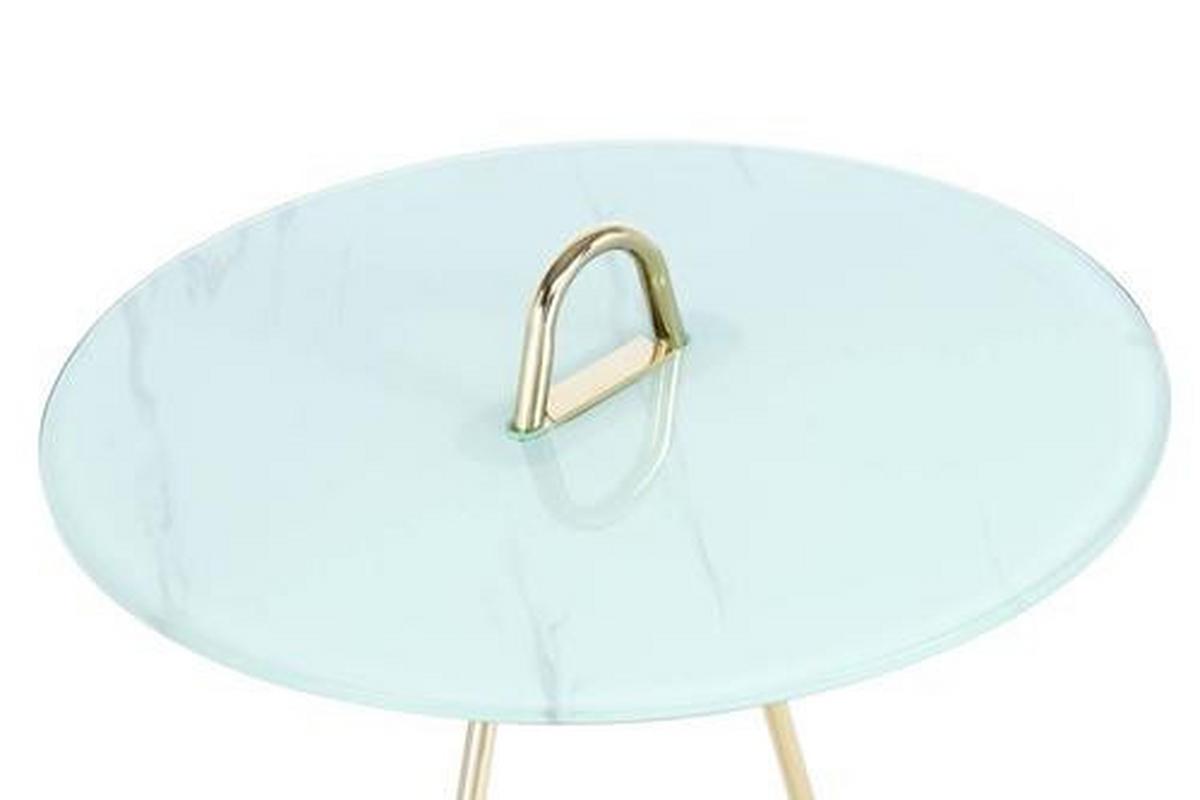 ODKLÁDACÍ STOLEK GLAS - bílá/barvy zlata, Basics, kov/sklo (46/60cm)