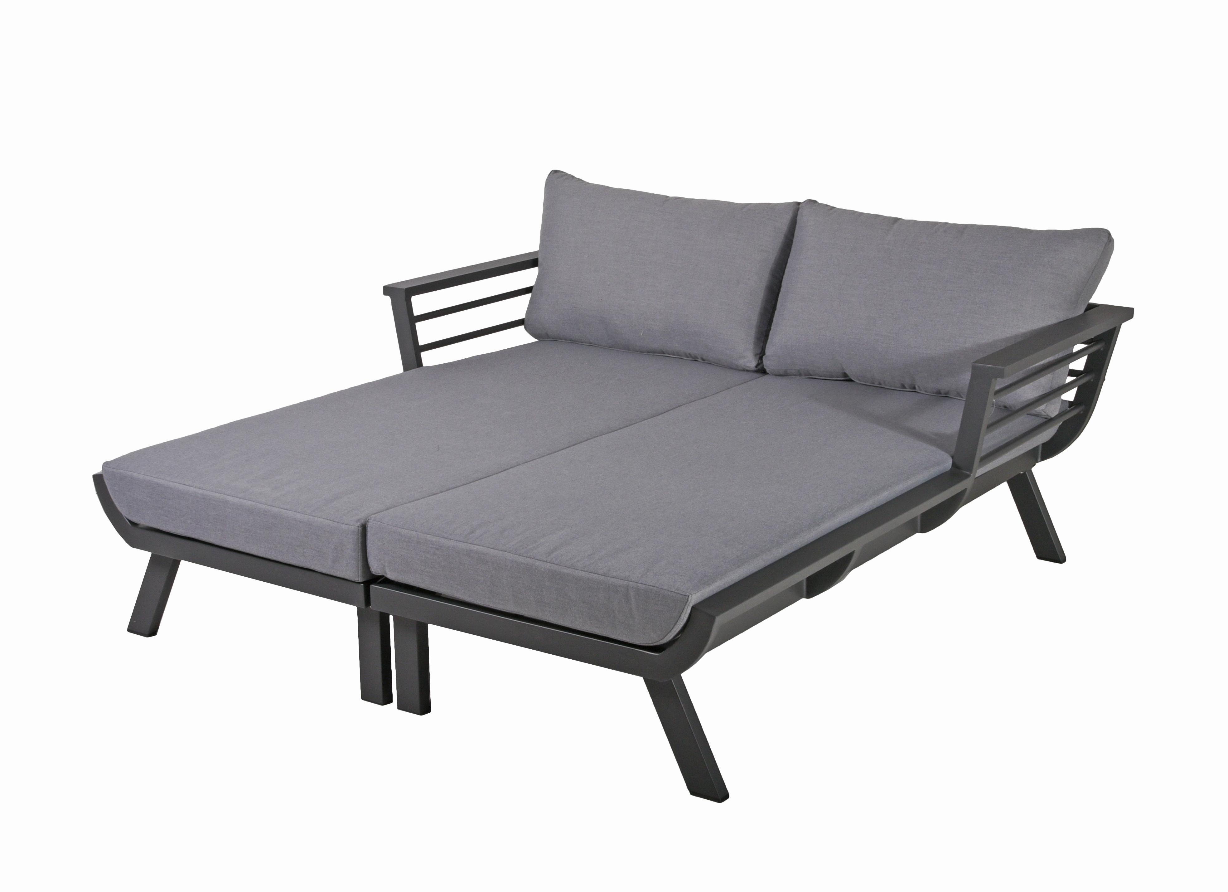 Doppelliege Delia - Dunkelgrau/Grau, Basics, Kunststoff/Textil (170/62/175cm) - Gardenson