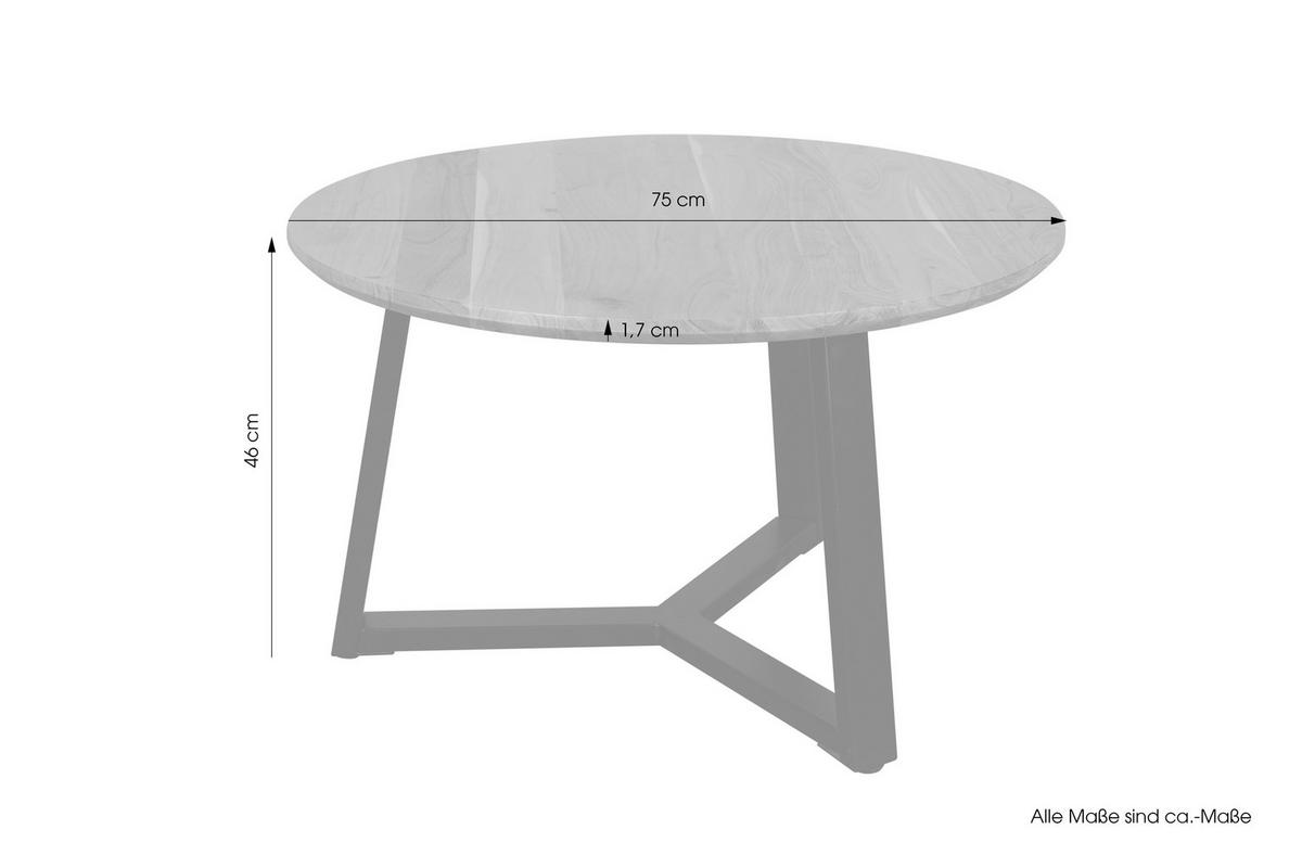 Couchtisch Cross Akaziefarben/schwarz D: 75 Cm - Schwarz/Akaziefarben, Design, Holz/Metall (75/46/75cm) - MID.YOU