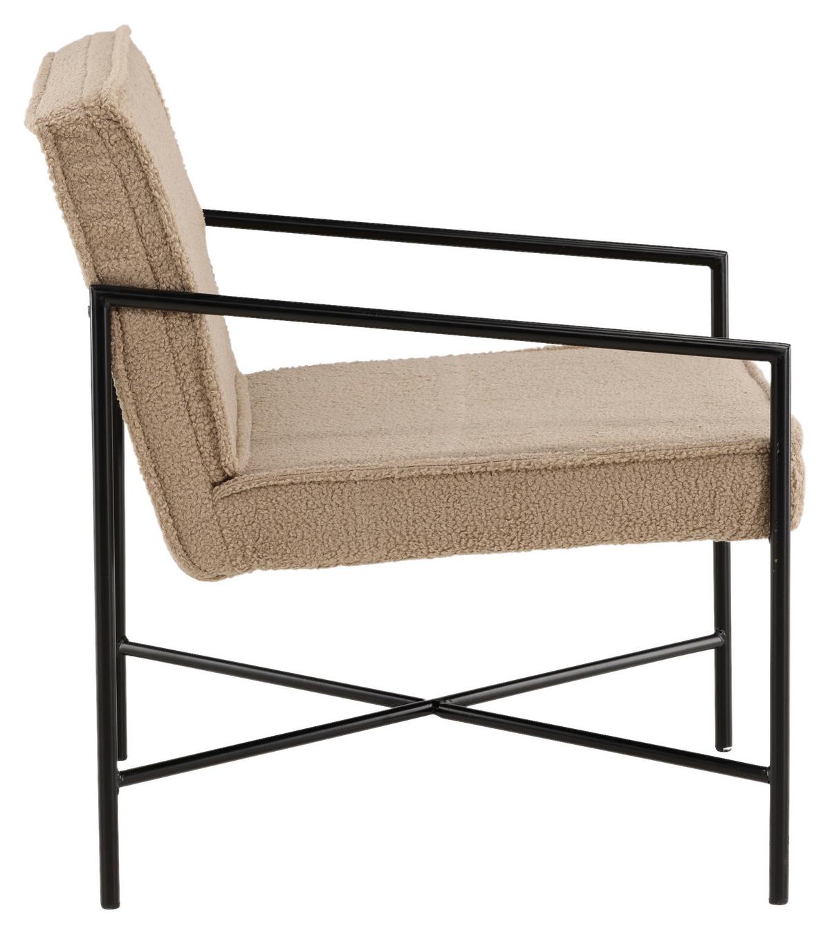 Sessel Rakel - Beige/Schwarz, Design, Textil/Metall (66/78/65cm) - Livetastic