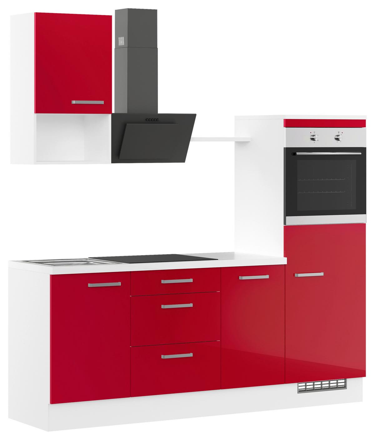 Küchenblock Ip405 Rot/weiß B: 215 Cm - Rot/Weiß, Trend, Holzwerkstoff (215cm) - Impuls