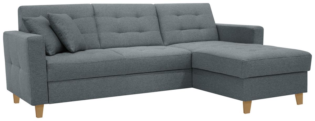 Rohová sedačka NARWIK, oboustranná, šedomodrá - šedá/šedomodrá, Design, dřevo/textil (231/160cm)