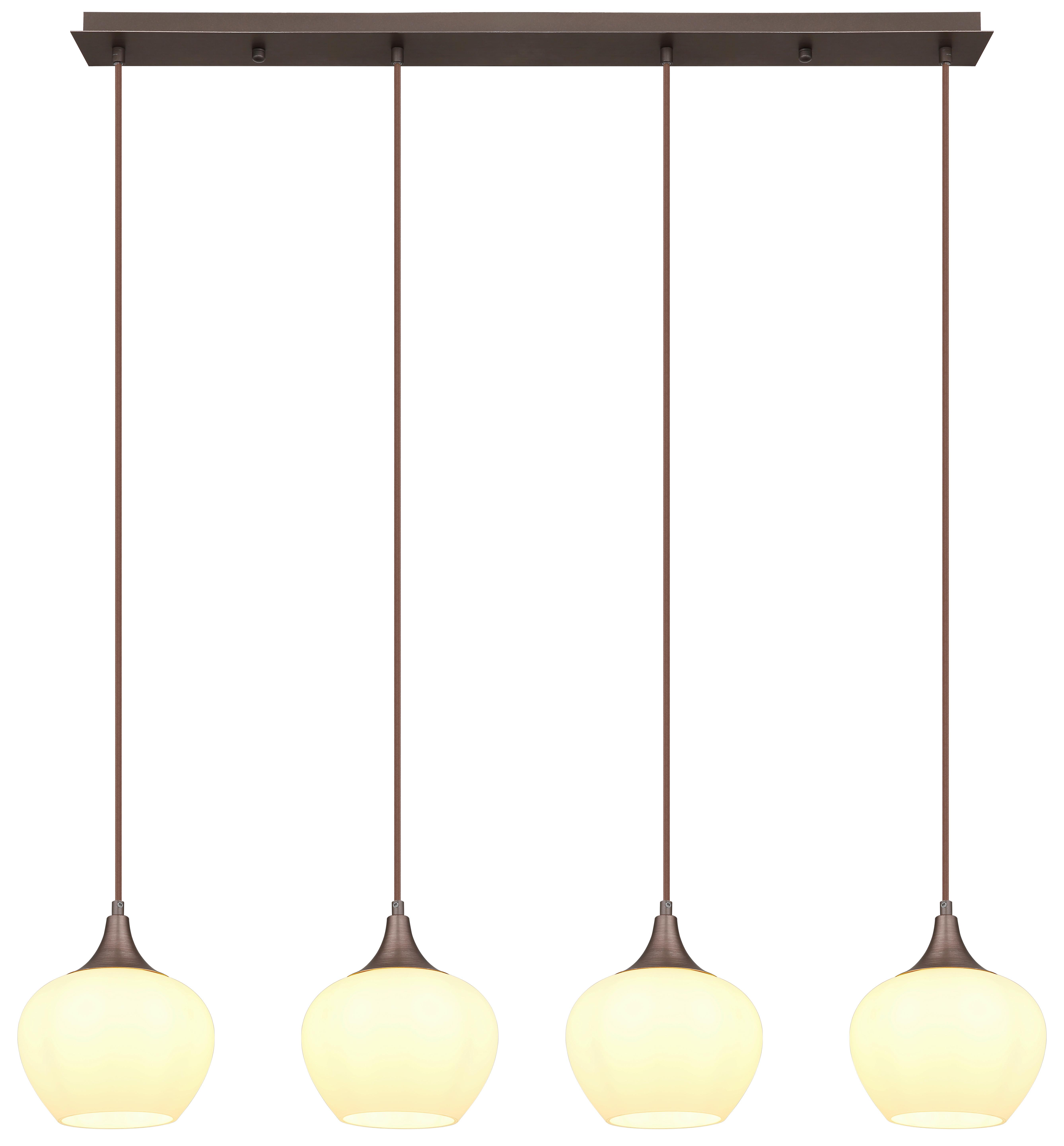 Hängeleuchte 15548-4hc - Opal/Schwarz, KONVENTIONELL, Glas/Textil (100/18/120cm) - Globo