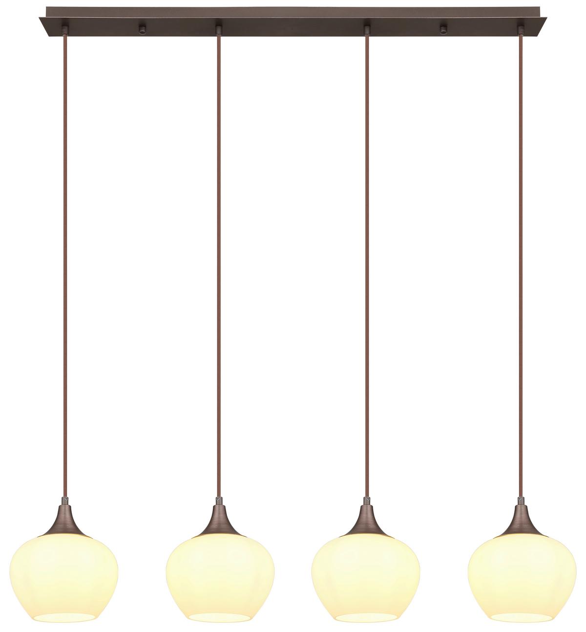 Hängeleuchte 15548-4hc - Opal/Schwarz, KONVENTIONELL, Glas/Textil (100/18/120cm) - Globo