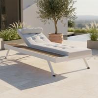 ZÁHRADNÉ LEŽADLO AVOLINA - biela/svetlosivá, Modern, kov/textil (199/30/86cm) - Bessagi Garden