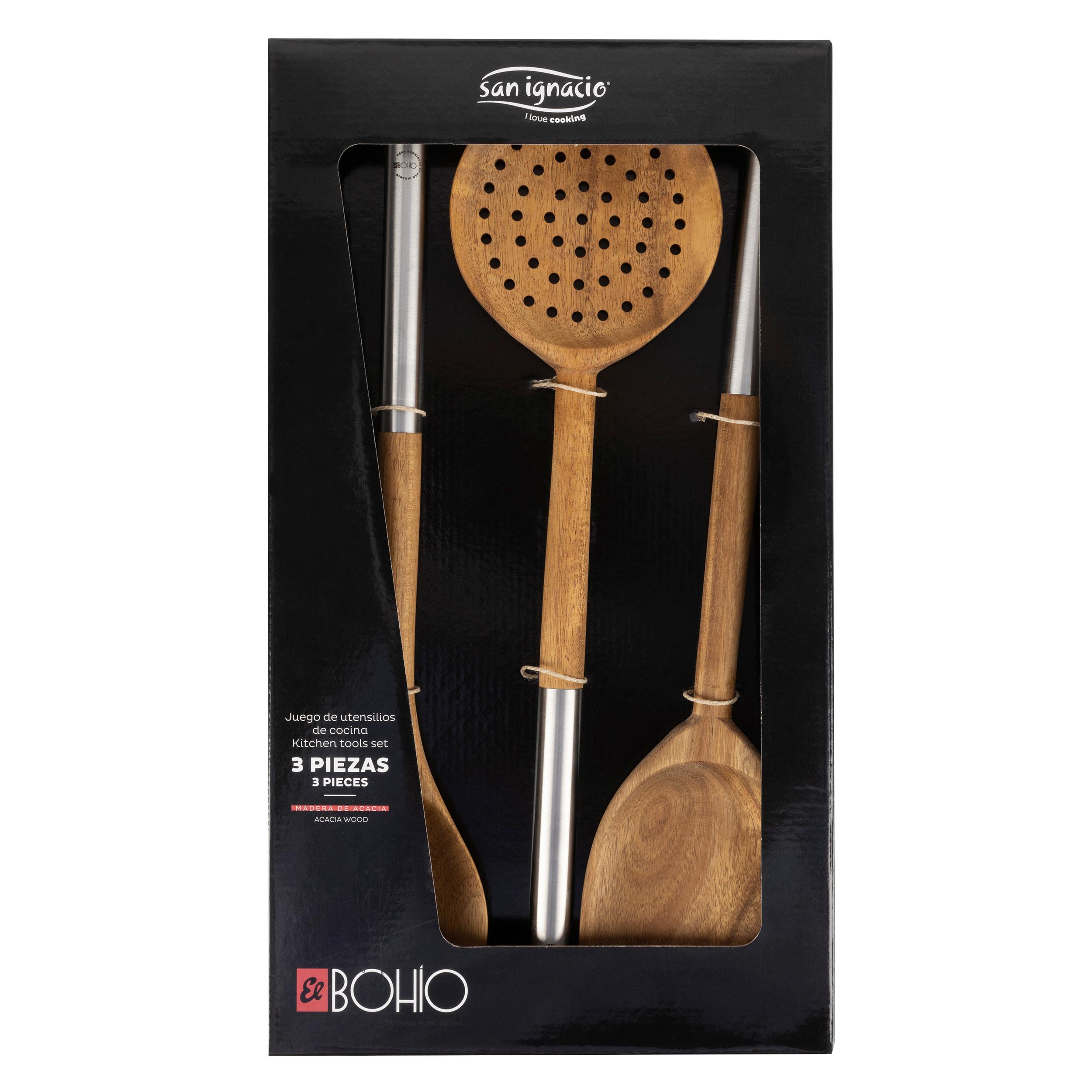 KÜCHENHELFERSET Kitchen Tool Akazie 3-Teilig