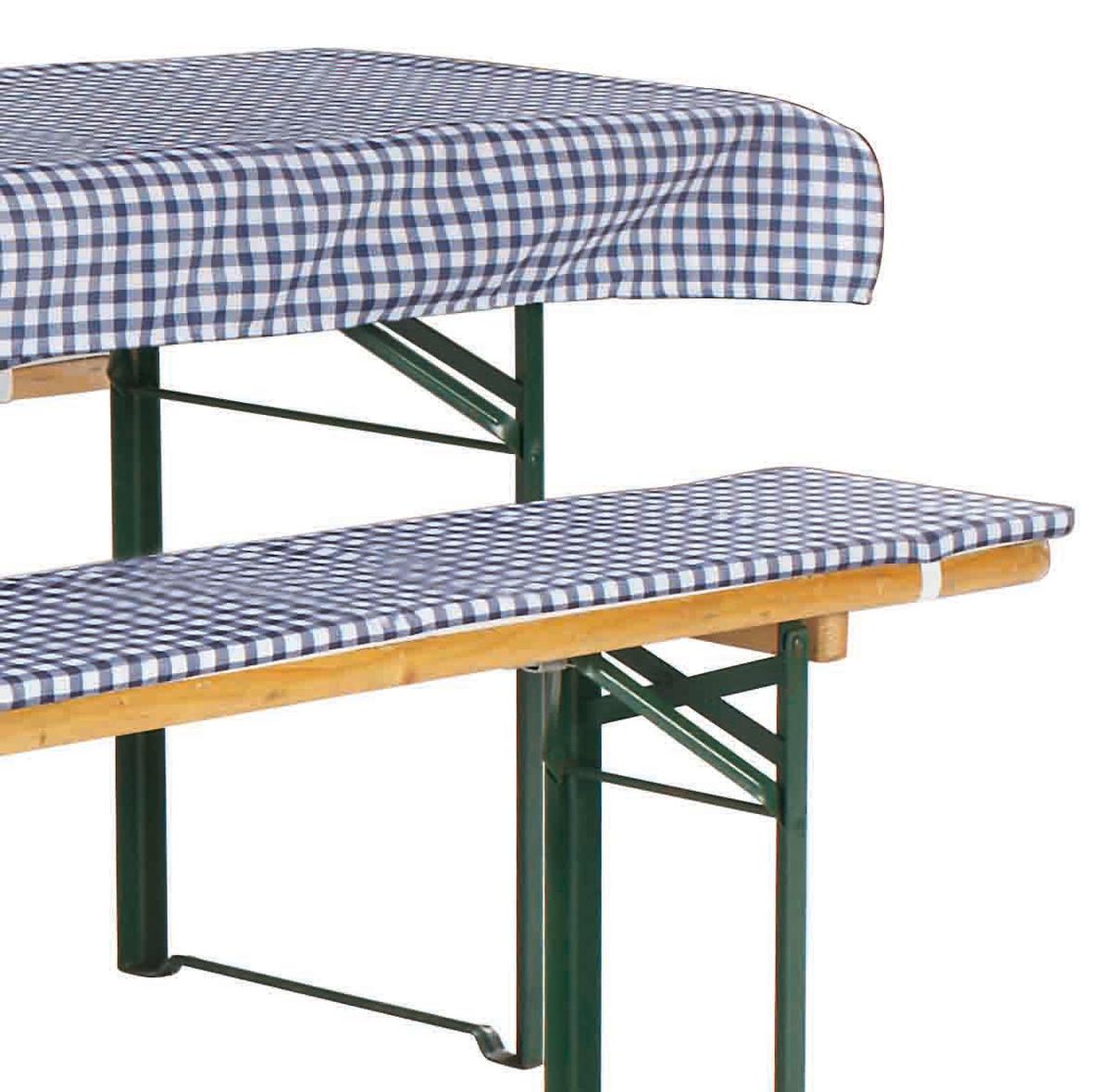 Auflage für Bierbank 3er-Set Adrian 220x25 cm/240x70 cm - Blau/Weiß, KONVENTIONELL, Textil - Ondega