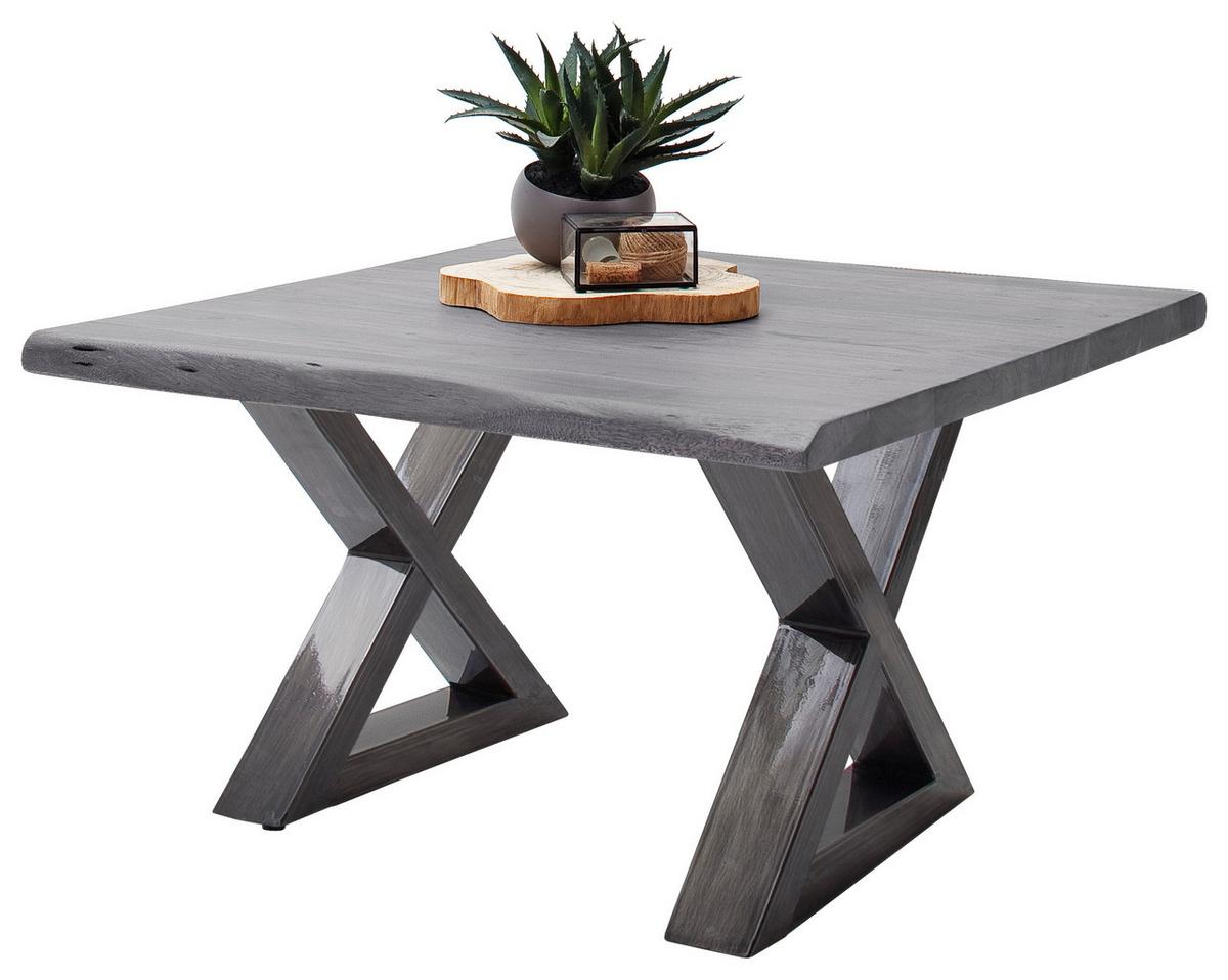 Couchtisch Holz Mit Massiver Tischplatte Cartagena, Akazie - Grau/Nickelfarben, MODERN, Holz/Metall (75/45/75cm)