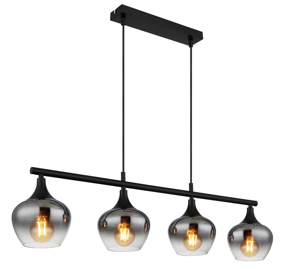 Hängeleuchte 15548-4h1 - Schwarz, Basics, Glas/Textil (90/15/120cm) - Globo
