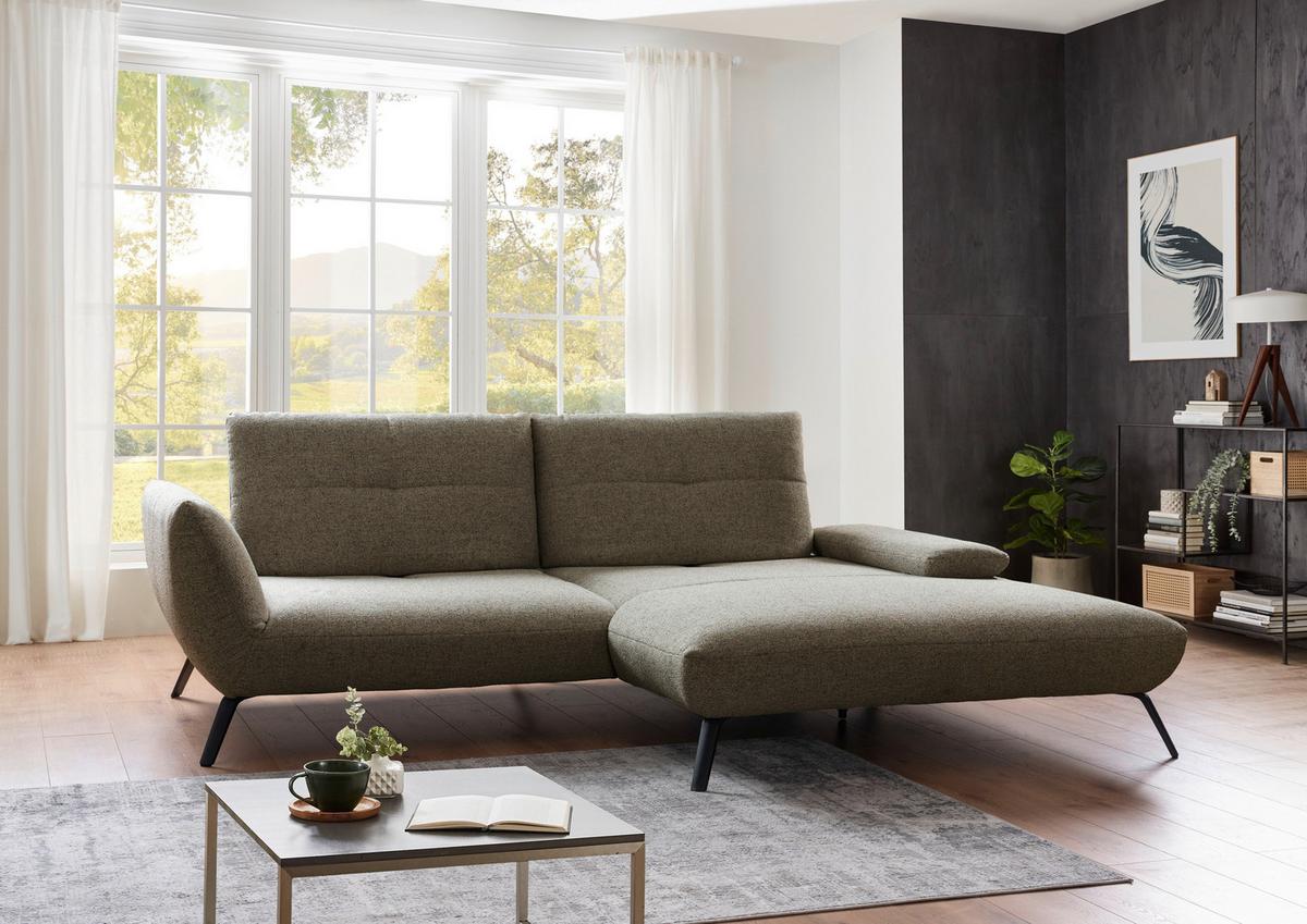 Ecksofa Dover erweiterbar Olivgrün 191-207x273cm - Schwarz/Olivgrün, Trend, Holzwerkstoff/Textil (191-207/273cm)