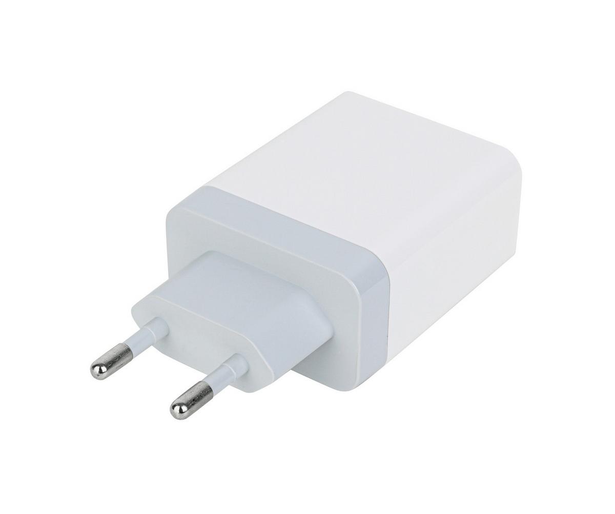 Multistecker Josef - Weiß/Grau, Basics, Kunststoff/Metall (9,3/4,7/2,8cm) - Ondega