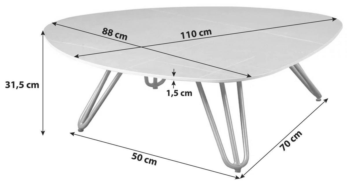 Loungetisch Emilia - Grau, MODERN, Metall (88/110/31,5cm) - Gardenson