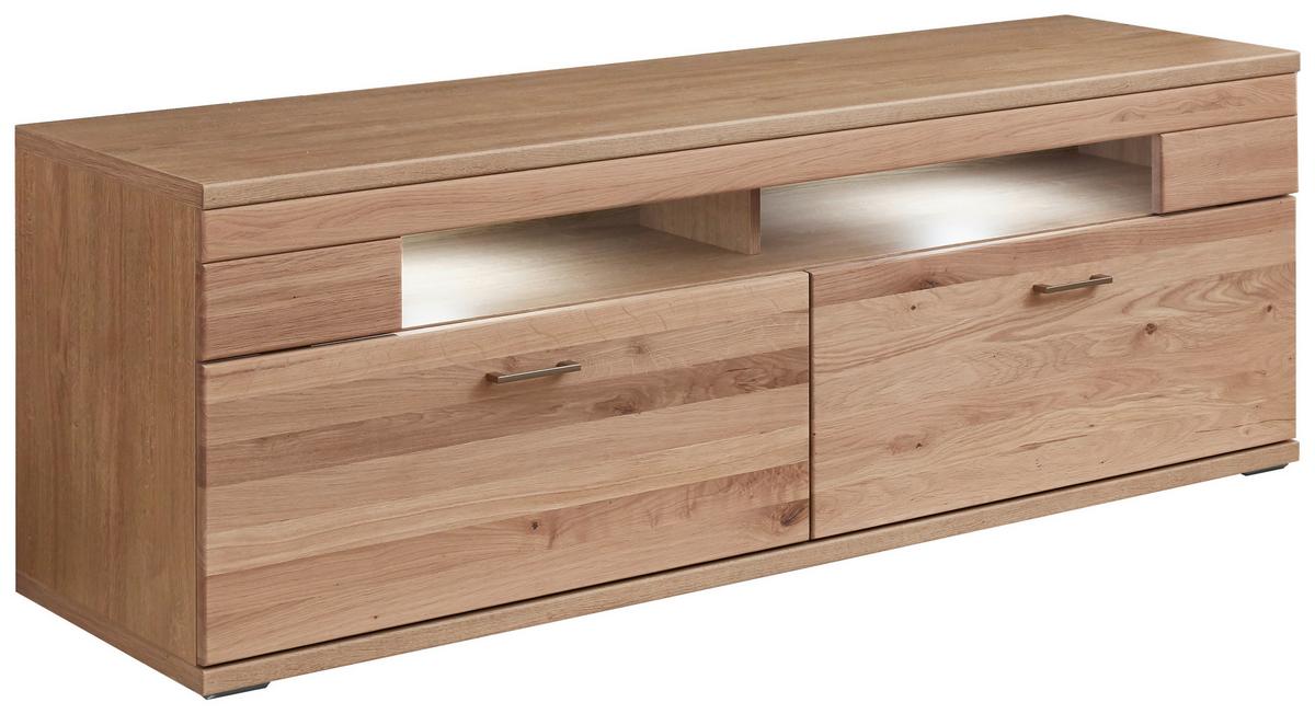 Wohnwand Kansas - Alteiche/Silberfarben, KONVENTIONELL, Glas/Holz (330/208,3/50,2cm) - Livetastic