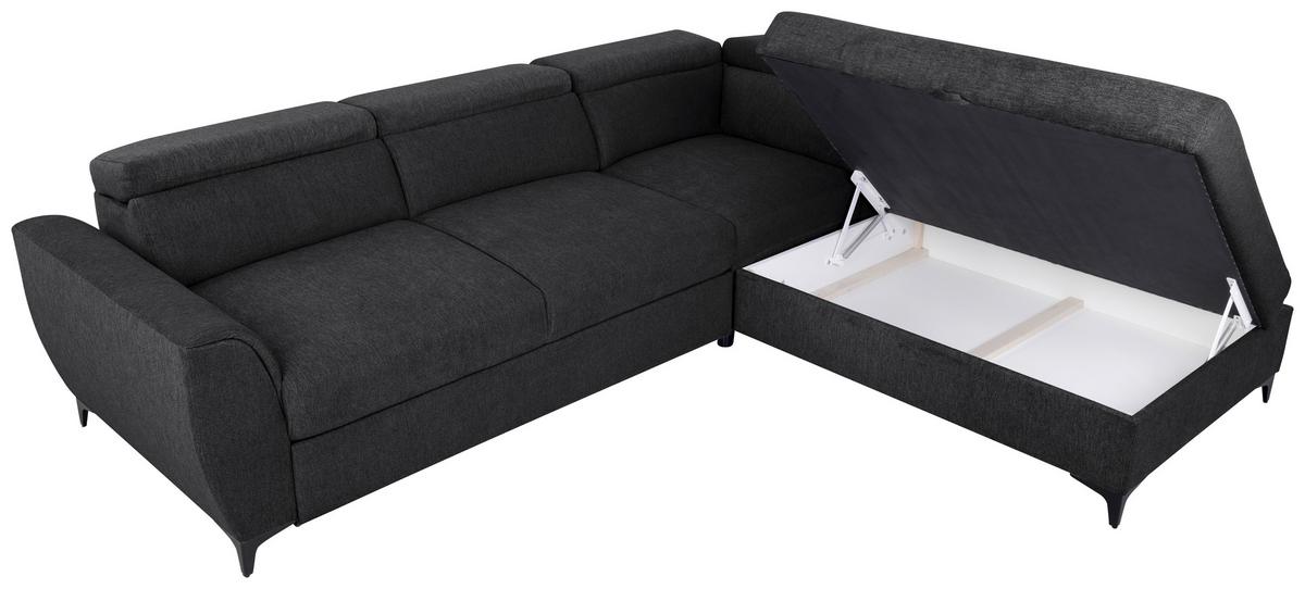 Ecksofa Lapis Schwarz S: 255/217 Cm - Schwarz, KONVENTIONELL, Textil (255/217cm) - MID.YOU