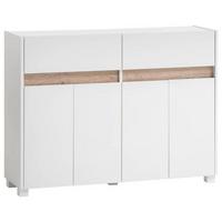 Kommode 112,2 cm Cosmo, Weiß - Silberfarben/Weiß, Design, Holzwerkstoff (112,2/84,8/33cm) - MID.YOU