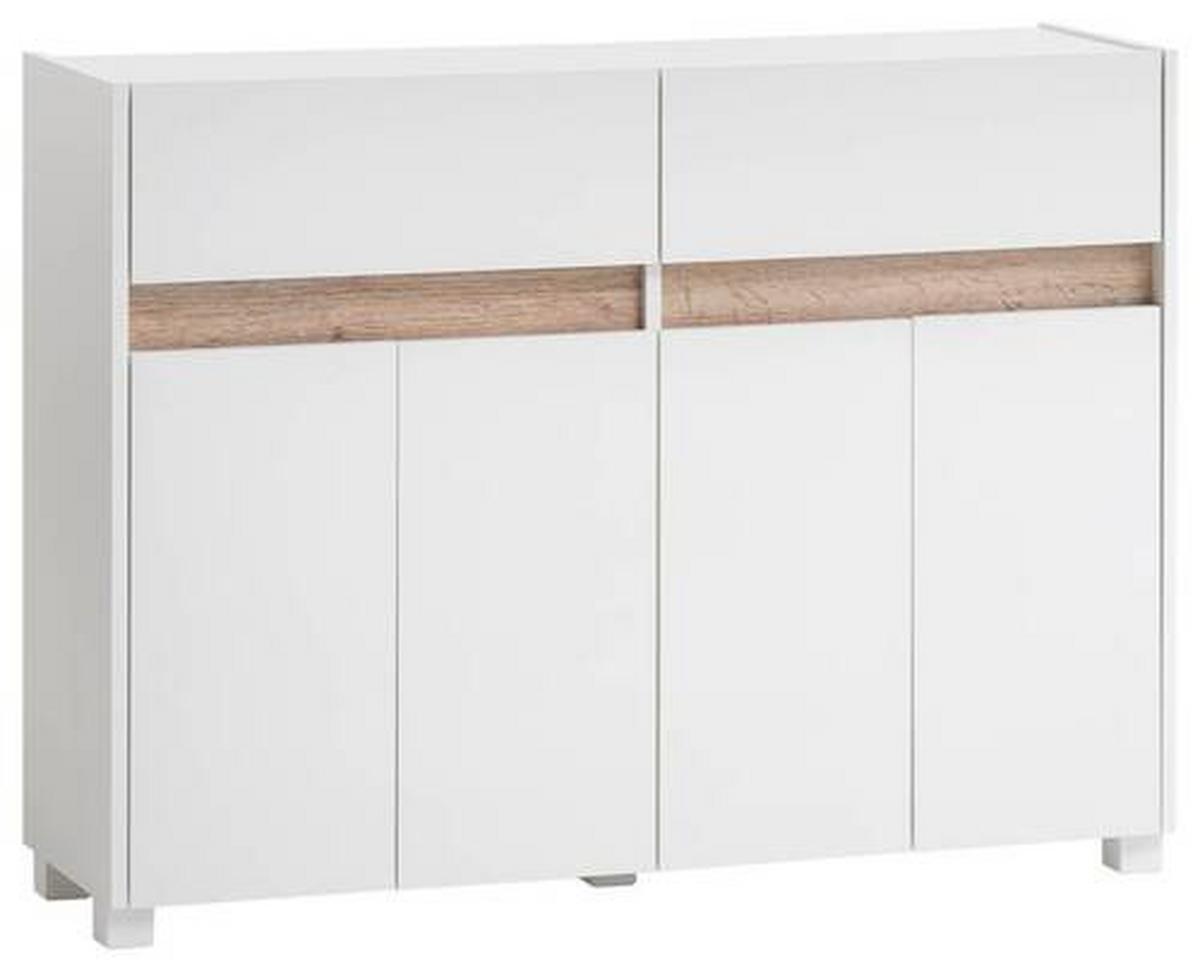 Kommode 112,2 cm Cosmo, Weiß - Silberfarben/Weiß, Design, Holzwerkstoff (112,2/84,8/33cm) - MID.YOU