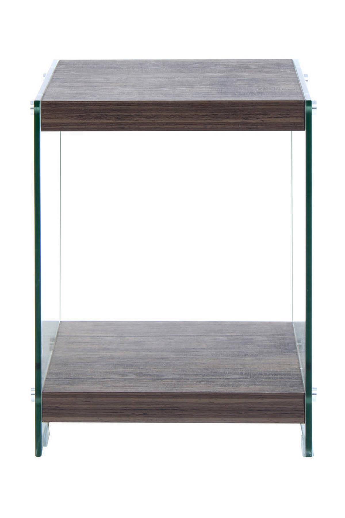 Beistelltisch Mit Ablage Elementary Hellbraun - Klar/Hellbraun, Basics, Glas/Holzwerkstoff (35/35/45cm) - Kayoom