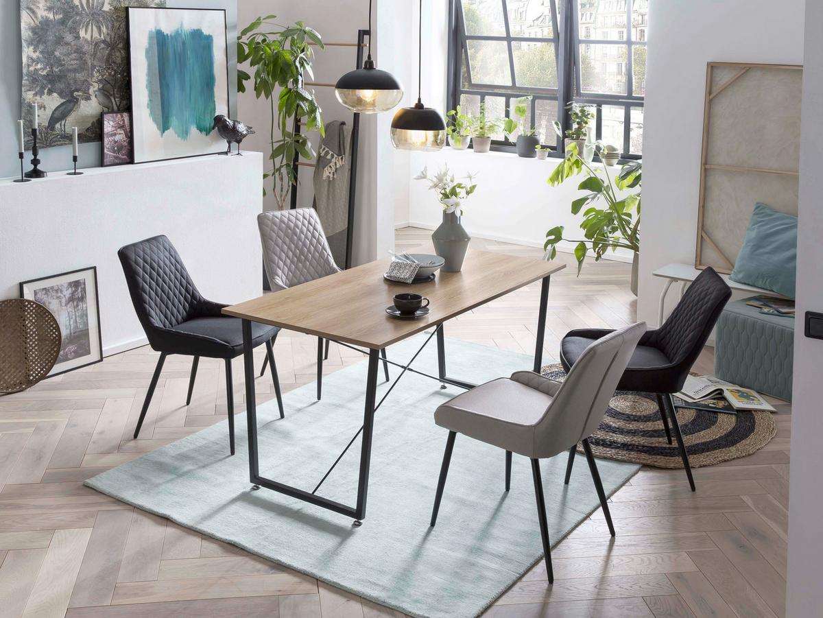 Esstisch Schwarz, Naturfarben L: 140cm - Schwarz/Naturfarben, Design, Holzwerkstoff/Metall (140/70/73cm) - Livetastic