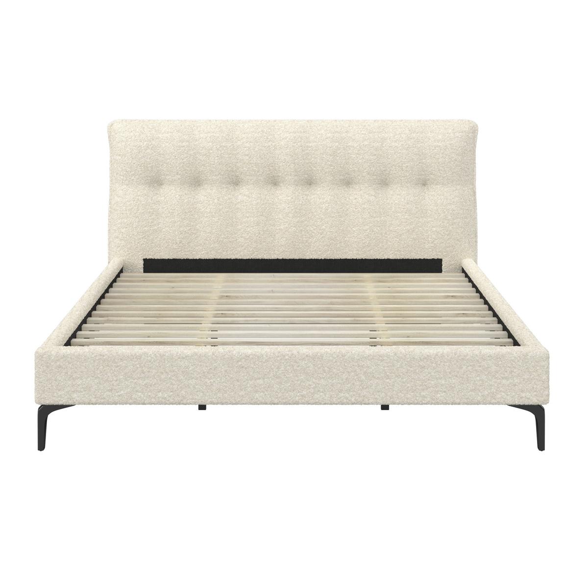 Čalúnená posteľ CLEA 180x200, krémová - svetlohnedá/čierna, Modern, kov/drevo (180/200cm) - Bessagi Home