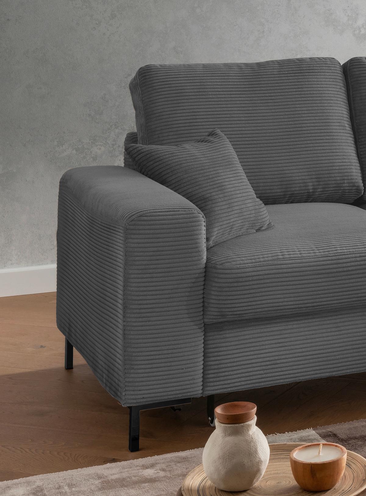 Eckschlafsofa Zona Grau S: 237x143 Cm - Schwarz/Grau, KONVENTIONELL, Textil (237/143cm) - Livetastic