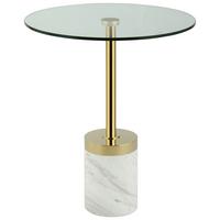 Beistelltisch Lana 125 Goldfarben/Weiß B: 53 cm - Goldfarben/Weiß, Design, Glas/Stein (46/46/53cm) - Kayoom
