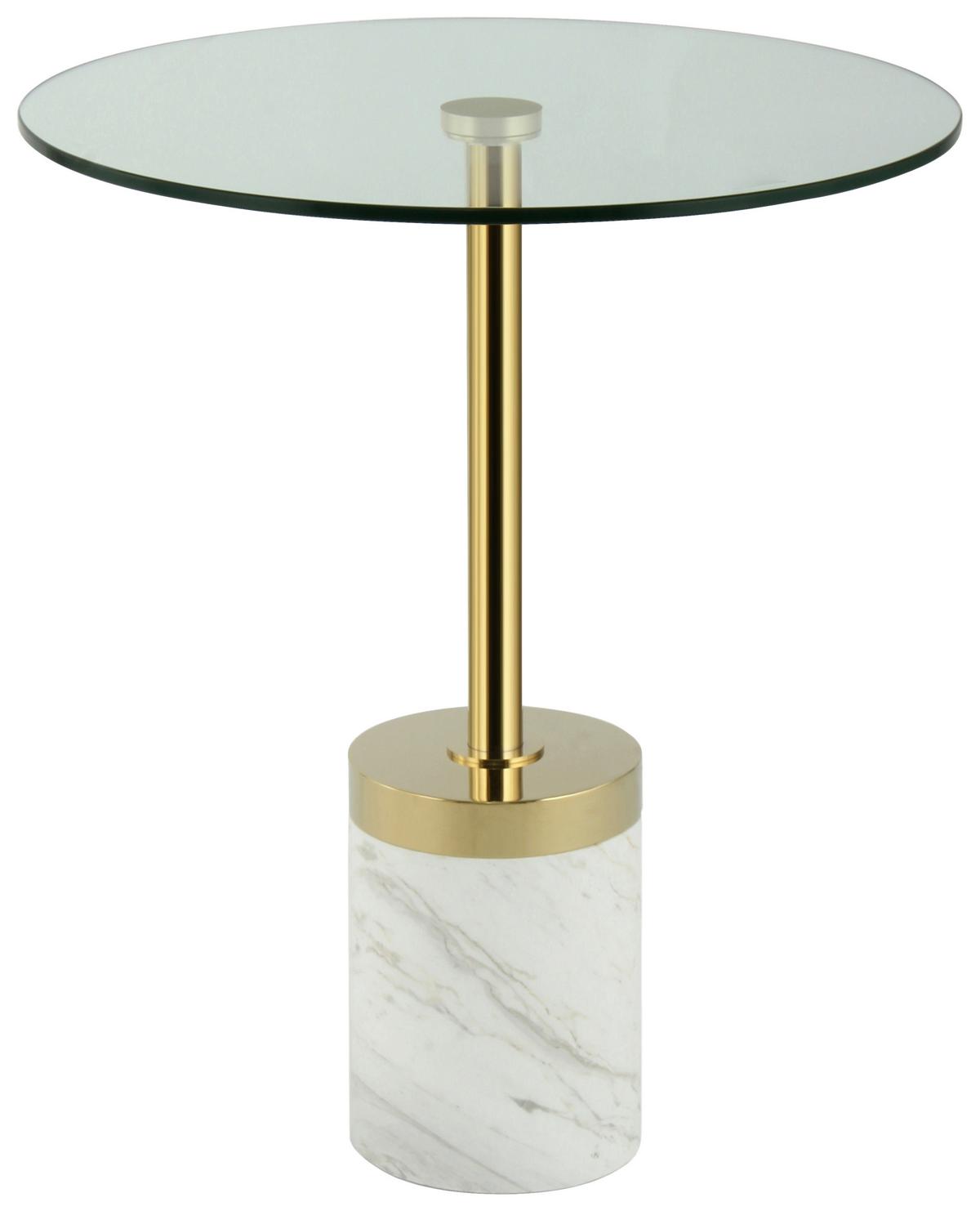 Beistelltisch Lana 125 Goldfarben/Weiß B: 53 cm - Goldfarben/Weiß, Design, Glas/Stein (46/46/53cm) - Kayoom