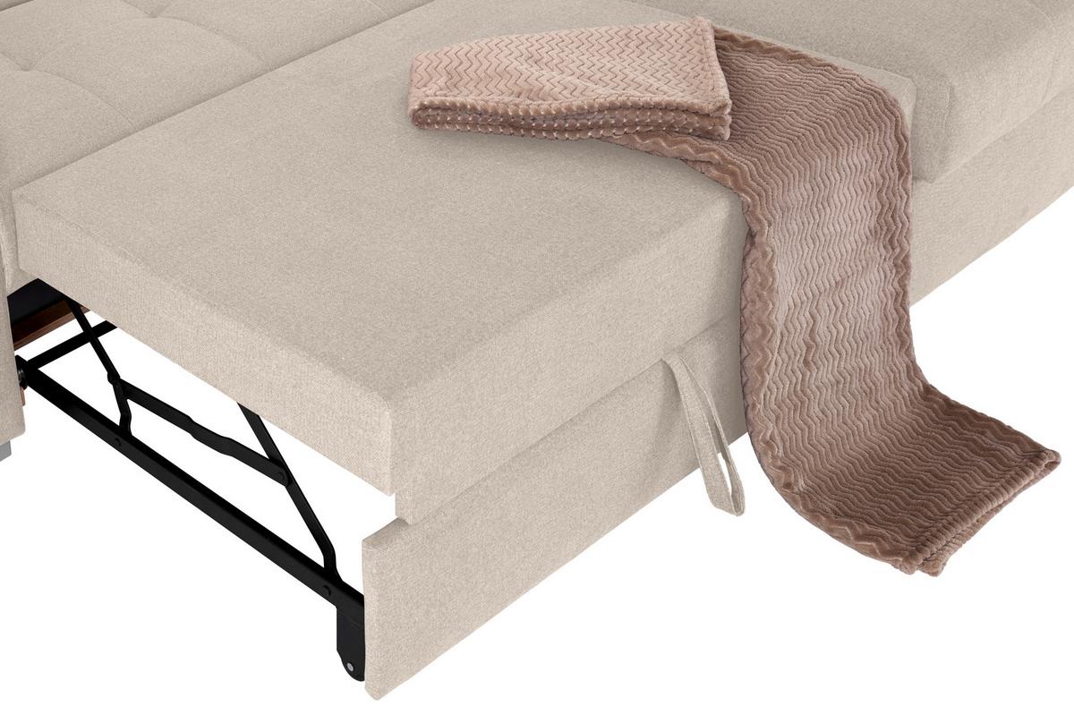 Ecksofa mit Bettkasten Perry Beige 292x183 cm - Beige/Silberfarben, Design, Textil (292/183cm) - Livetastic