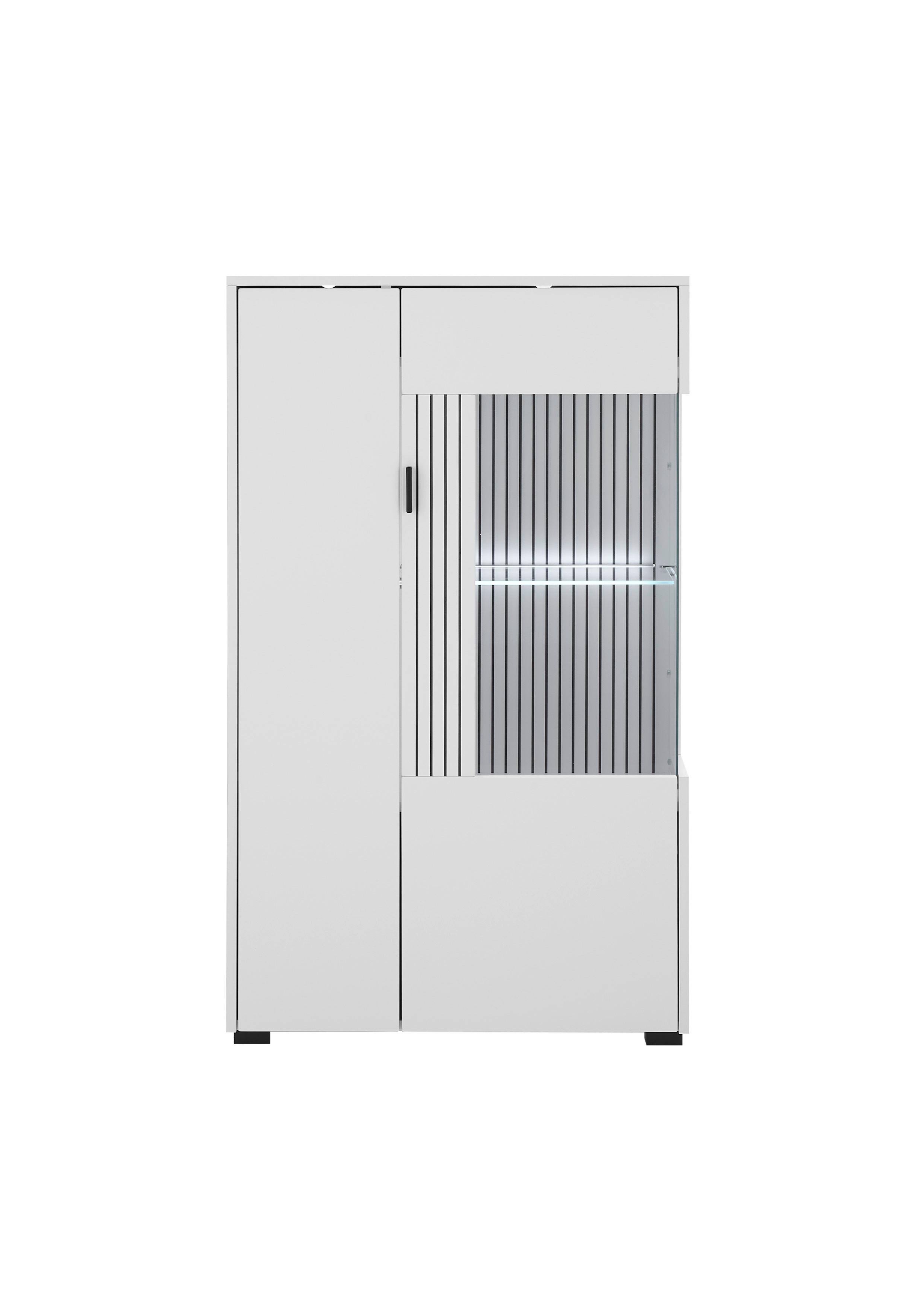 Vitrine Hudson Schwarz/Weiß B: 75 cm - Schwarz/Weiß, Design, Glas/Holzwerkstoff (75/125/38cm) - MID.YOU