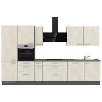 Linka bez spotrebičov a drezu Biela / bridlicový beton - biela/farba ušľachtilej ocele, Modern, kov/kompozitné drevo (360cm) - Nobilia