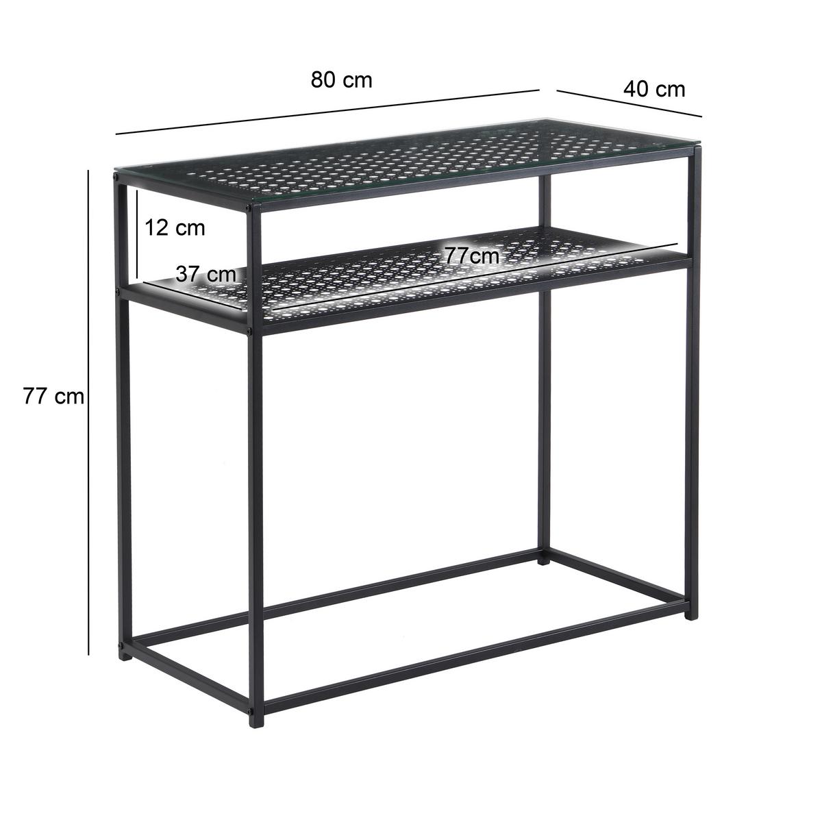 KONSOLENTISCH Schwarz B: 80 cm - Schwarz, Design, Glas/Metall (80/40/77cm) - MID.YOU