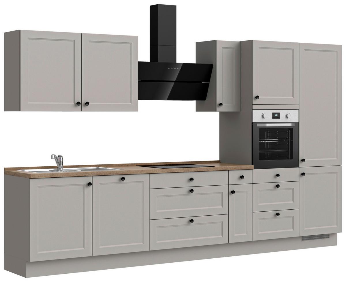 Kuchynská linka 360 cm, kamenná sivá supermatná - šedá/černá, Moderní, kov/kompozitní dřevo (360cm) - Nobilia