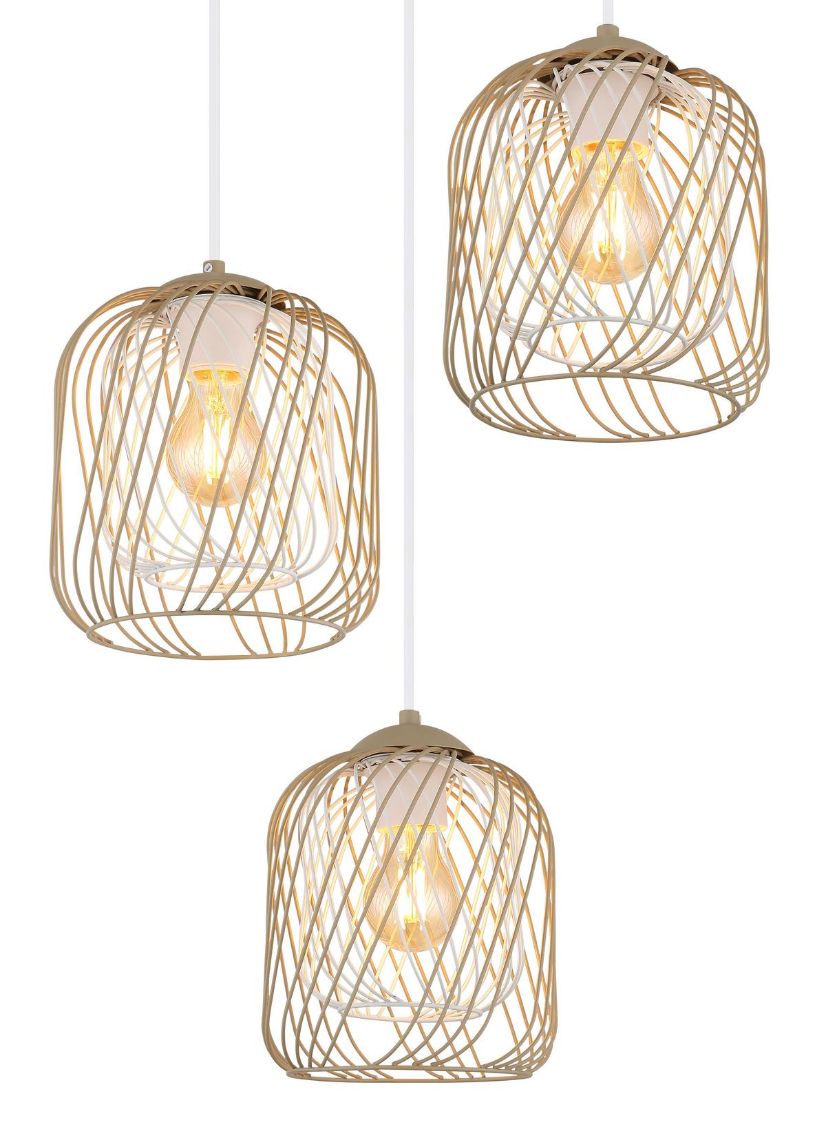Hängeleuchte Dichti D: 39,4 cm Creme Weiß Sandfarben - Sandfarben/Creme, Basics, Kunststoff/Metall (39,4/150cm) - Globo