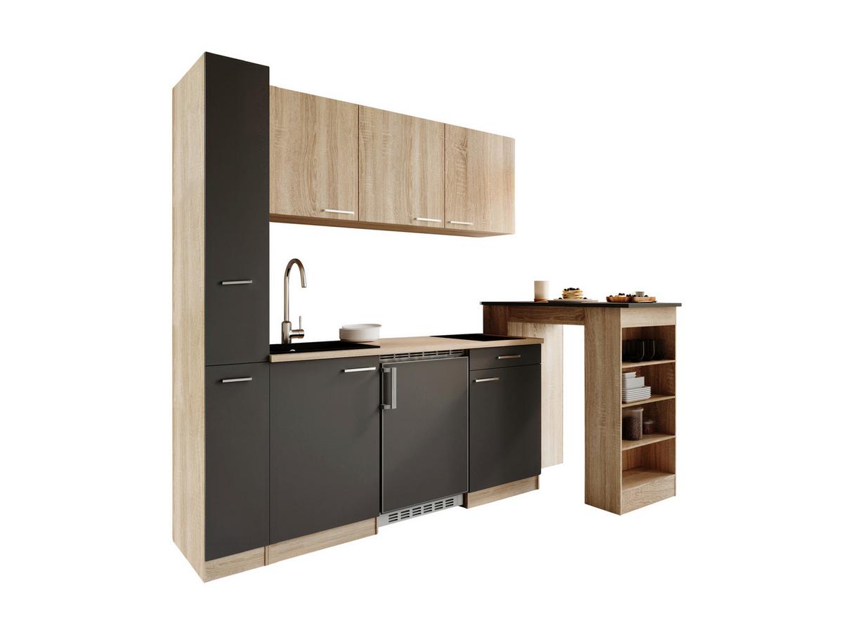 Küchenblock Ingrid Grau/Eichefarben B: 180cm - Eichefarben/Grau, Design, Holzwerkstoff (180cm) - Respekta