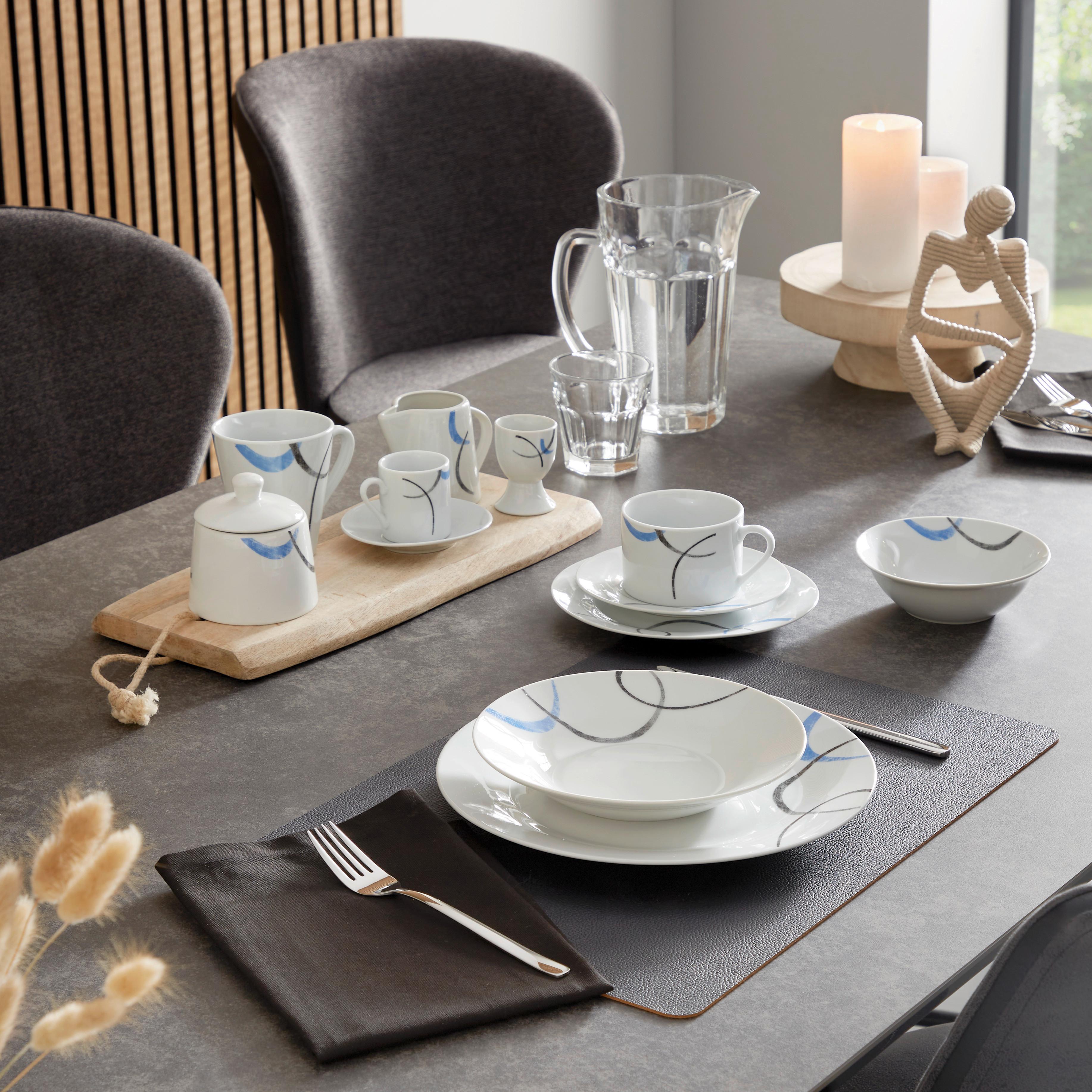 Kombiservice Kathalea Keramik 6 Personen Geschirr Set - Blau/Weiß, KONVENTIONELL, Keramik - Luca Bessoni