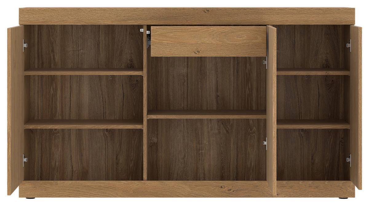 Sideboard Aretta Eichefarben B: 160 cm - Eichefarben/Schwarz, MODERN, Holzwerkstoff (160/91,6/41,8cm)