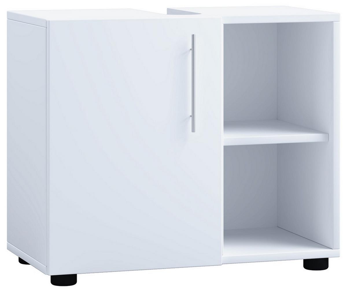 Waschbeckenunterschrank Flandu IIi B: 60,2 cm, Weiß - Schwarz/Weiß, MODERN, Holzwerkstoff (60,2/50,7/29,6cm) - MID.YOU
